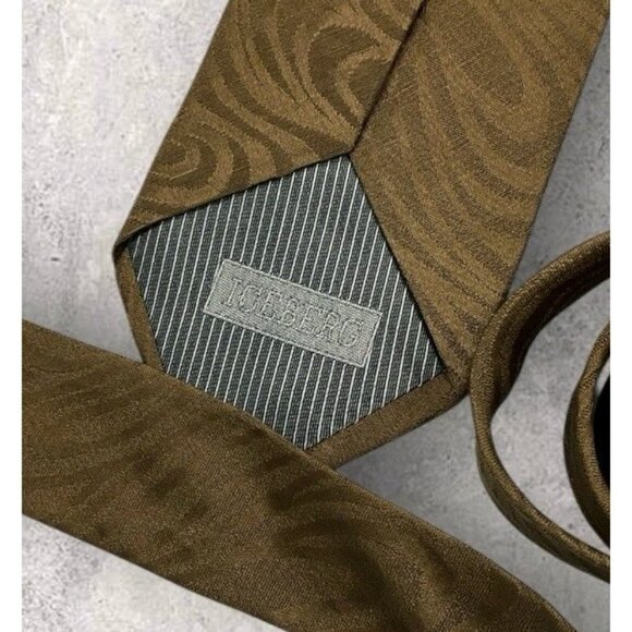 ICEBERG Linen Silk Tie ITALY XL Brown Geometric Art  W:3.6" EUC - Picture 2 of 7